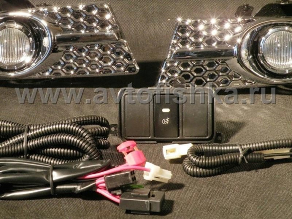 Honda Civic VIII (2006-) фары противотуманные линзовые с хромированными рамками, комплект 2 шт.