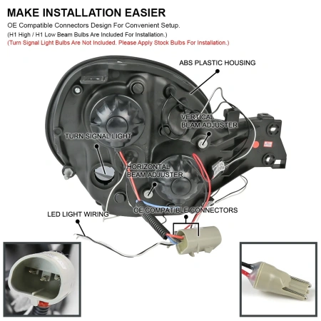 Subaru Impreza GD, GG (00-02) фары передние черные, со светящимися ободками, линзовые