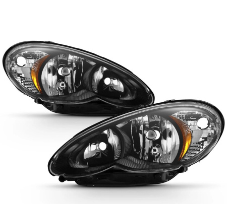Chrysler PT Cruiser (06-) USA фары передние черные прозрачные с желтым рефлектором, комплект 2 шт.