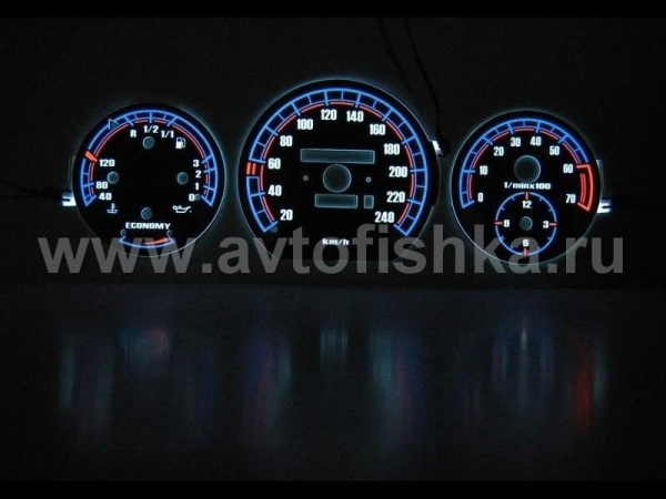 Mercedes W201 190 светящиеся шкалы приборов - накладки на циферблаты панели приборов, дизайн № 3