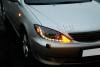 Toyota Camry 30 (02-06) UAE, Europe, USA фары передние линзовые черные с подсветкой DRL, комплект 2 шт.
