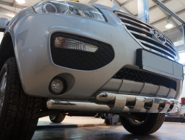 Lifan X60 (12–15) Защита переднего бампера двойная с перемычками d 60/60 мм, нерж.