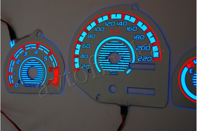 Ford Fiesta MK4 светодиодные шкалы (циферблаты) на панель приборов - дизайн 2