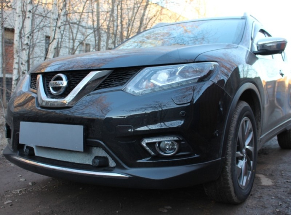 Nissan X-Trail (14–) Защита радиатора, хром, низ (c парктроником)