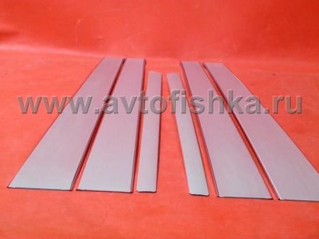 Mercedes W140 (91-98) алюминиевые накладки стоек дверей, комплект 6 шт.