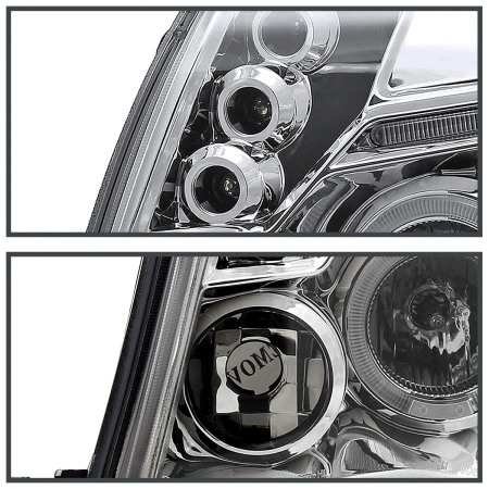 Toyota Tacoma (05-12) фары передние линзовые хромированные, с ангельскими глазками