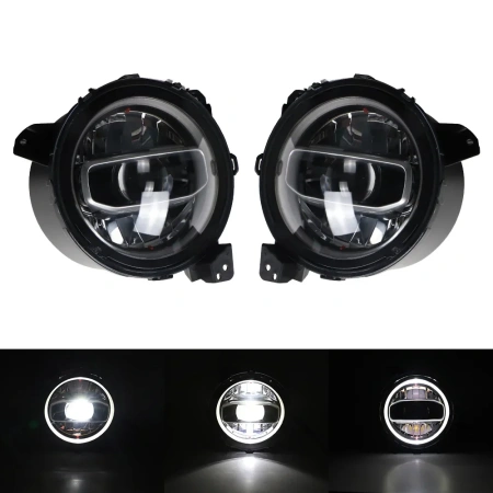 Фары штатные передние линзовые хромированные Jeep Wrangler JL/JLU/JT Rubicon (2018-2023) 