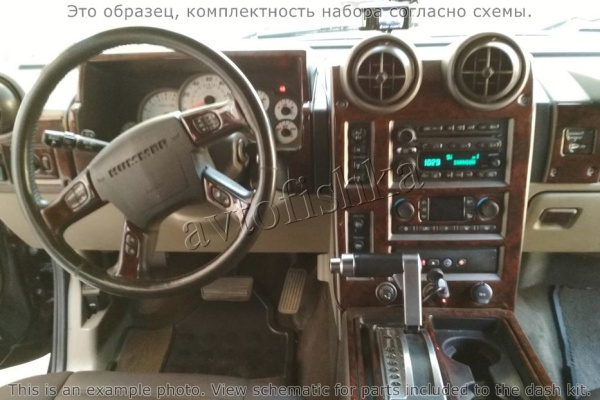 Декоративные накладки салона Hummer H2 2003-2007 полный набор, без Sunroof