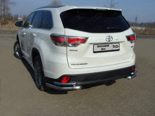 Toyota Highlander (14–) Защита задняя (уголки двойные) 60,3_42,4 мм