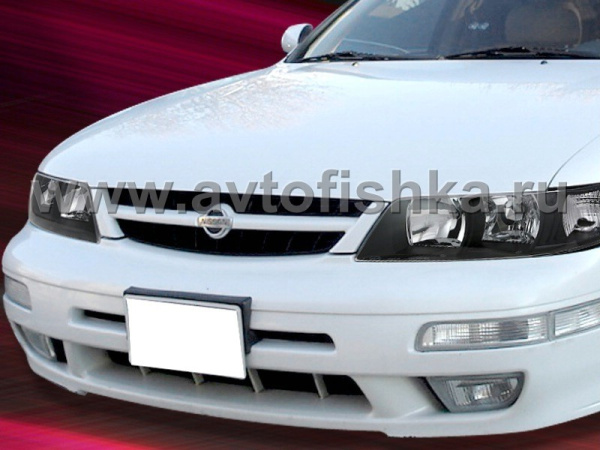 Nissan Maxima QX II, Cefiro A32B USA (95-00) фары передние с поворотником, зеркальные, черные, комплект 2 шт.
