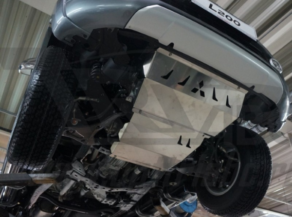 Mitsubishi L200 (15–) Защита радиатора и картера, из 2-х частей, алюминий (V-все, КПП-все)