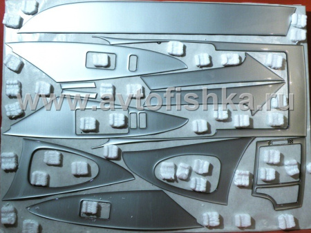 Toyota Camry V40 (06-) накладки панелей салона под алюминий, комплект 43 предмета.