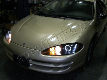 Dodge Intrepid 98-04 фары передние тюнинг черные, ангельские глазки, комплект 2 шт.