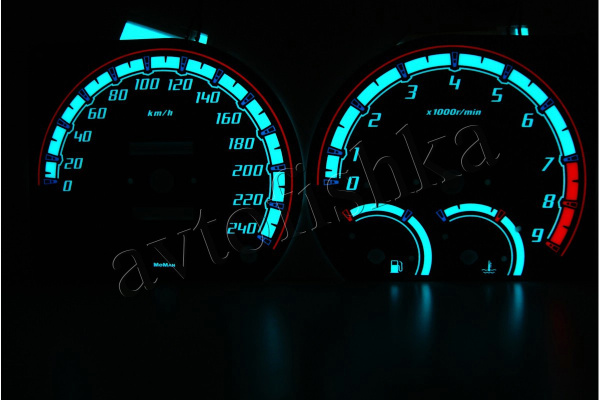 Mitsubishi Colt 1988-1992 светодиодные шкалы (циферблаты) на панель приборов