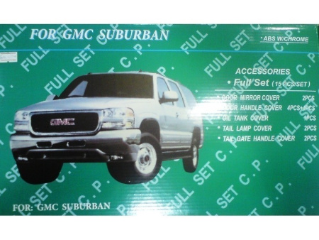 Chevrolet Tahoe, Suburban, GMC Yukon, Denali (99-06) накладки на боковые зеркала, на ручки дверей, лючок бензобака, на задние фонари, ручку задней двери, хромированные, комплект 15 предметов