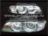 BMW 5 E39 (95-00) фары передние хромированные, со светящимися ободками, с белым поворотником, с моторами электрокорректора, комплект 2 шт.