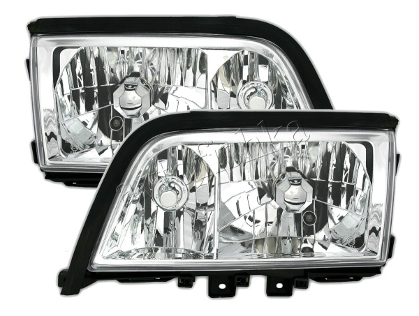 Mercedes C W202 (94-00) фары передние хромированные, комплект 2 шт.