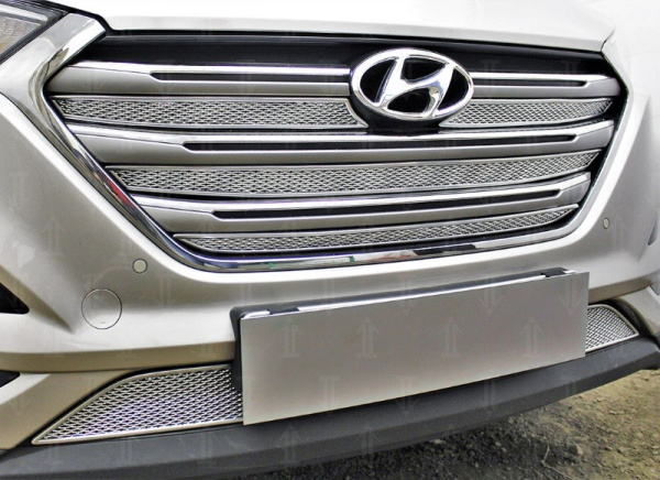 Hyundai Tucson (16–) Защита радиатора Premium, хром, верх (4 части)