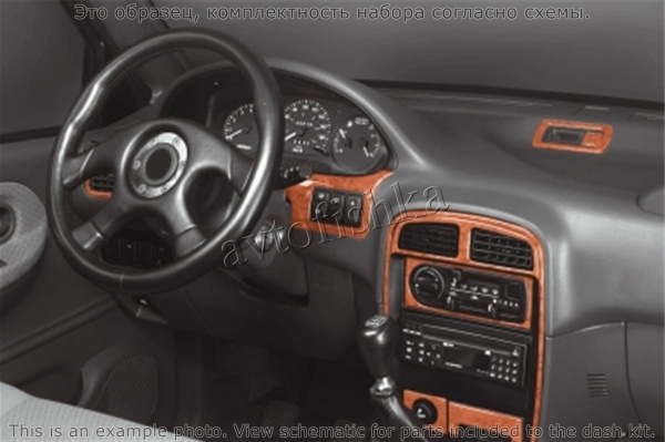 Kia Sportage 1994-1998 декоративные накладки (отделка салона) под дерево, карбон, алюминий