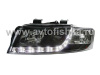 Audi A4 (01-04) фары передние линзовые черные, со светодиодной подсветкой, комплект 2 шт.