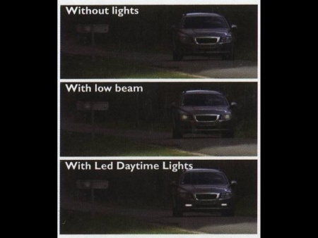 Светодиодные DRL фары дневного света (дневные ходовые огни) - 8 LED Daytime Lights двухрежимные, белый свет 6000К и желтый свет - поворотники
