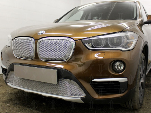 BMW X1 (15–) Защита радиатора Premium, хром, верх