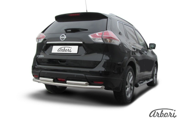 Защита заднего бампера Arbori d57+d57 двойная NISSAN X-TRAIL 2015-