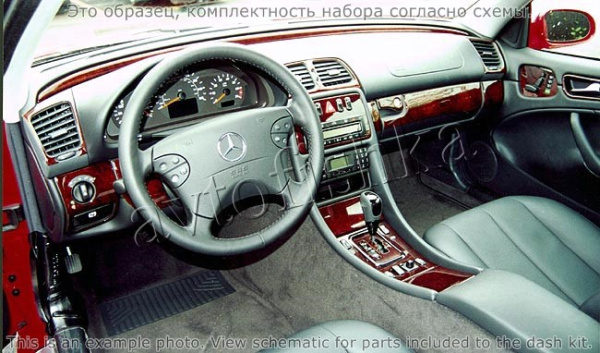 Декоративные накладки салона Mercedes Benz CLK 1998-2002 полный набор, твердая крыша