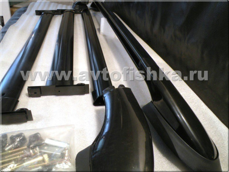 Toyota Land Cruiser Prado 120 (02-) рейлинги продольные на крышу с двумя поперечинами, алюминиевые черные, комплект.