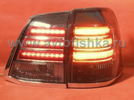 Toyota Land Cruiser 200 (2008-) фонари задние светодиодные тонированные, дизайн Lexus LX570, комплект лев.+прав.