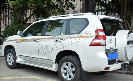Toyota Land Cruiser Prado FJ150 (10-) серебристые рейлинги на крышу, дизайн оригинал