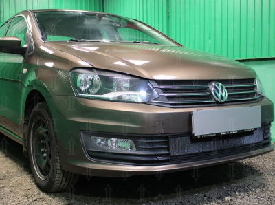 Volkswagen Polo (15–) Защита радиатора, чёрная, верх (4 части)
