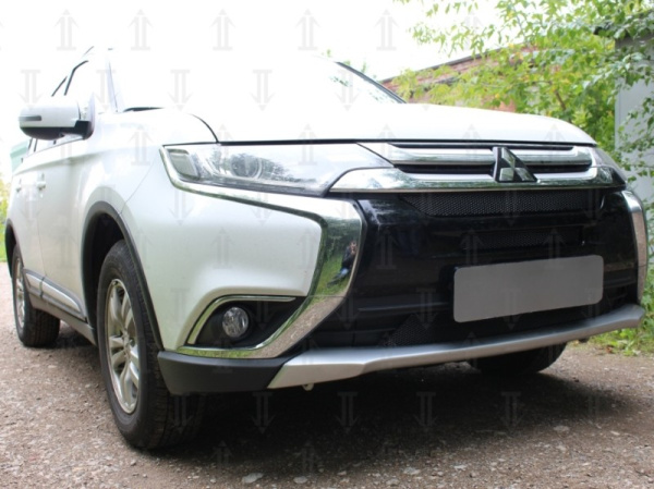 Mitsubishi Outlander (15–) Защита радиатора Premium, чёрная, 3 части