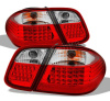 Mercedes W208 CLK (97-03) фонари задние, красно-хромированные светодиодные, комплект лев.+ прав.