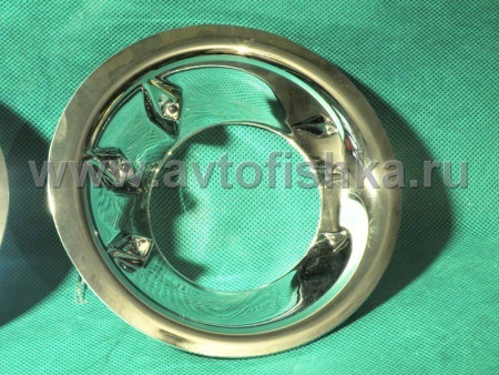 Nissan Pathfinder R51, Navara (05-10) рамки противотуманных передних фар хромированные со светодиодной подсветкой, комплект 2 шт.