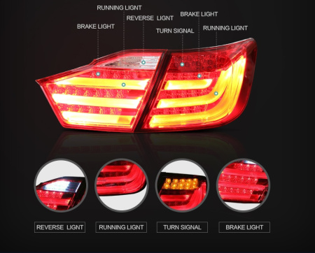 Toyota Camry V50 (2011-) фонари задние светодиодные красно-белые, комплект лев.+прав.