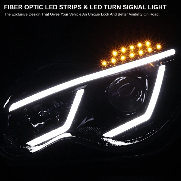 Mercedes C-class W203 (00-07) фары передние линзовые черные, светодиодные 