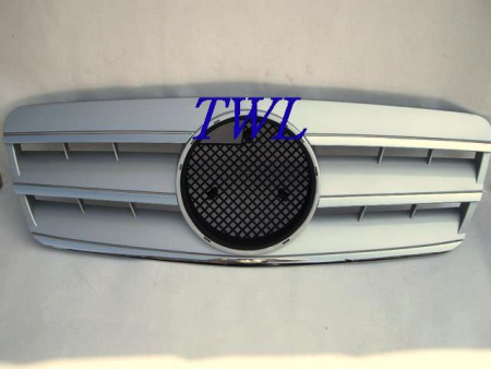 Mercedes CLK W208 (95-02) серебристая решетка радиатора, дизайн Big Star, стиль CL class, 3 ламели.