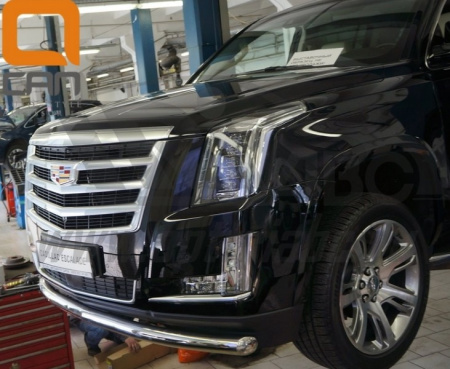 Cadillac Escalade (14–) Защита переднего бампера одинарная d 76 мм, нерж.
