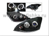 Ford Focus 1 (1998-2004) Europe+USA фары передние линзовые черные, со светящимися ободками, комплект 2 шт.