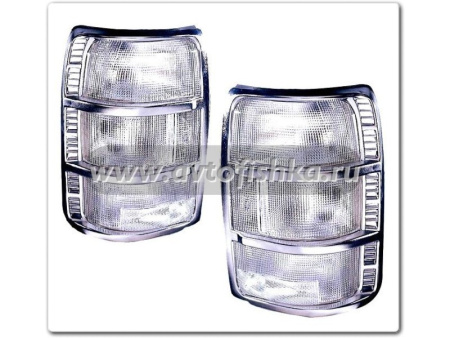 Mitsubishi Pajero (91-96) фонари задние полностью белые с хромом, комплект 2 шт.
