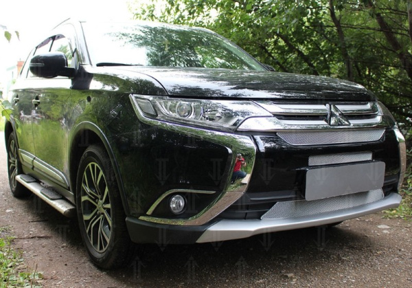 Mitsubishi Outlander (15–) Защита радиатора Optimal, хром, 3 части