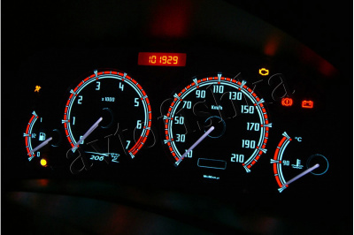 Peugeot 206 светодиодные шкалы (циферблаты) на панель приборов - дизайн 1