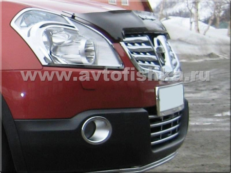 Nissan Qashqai (06-10) хромированные накладки на противотуманные фары переднего бампера, комплект 2 шт.