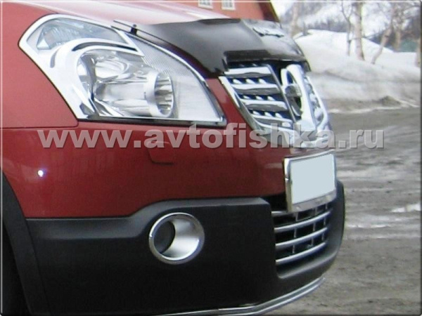 Nissan Qashqai (06-10) хромированные накладки на противотуманные фары переднего бампера, комплект 2 шт.