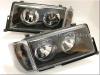 Mercedes W201 190E 190D (82-93) фары передние черные с указателем поворотов, комплект 2 шт.