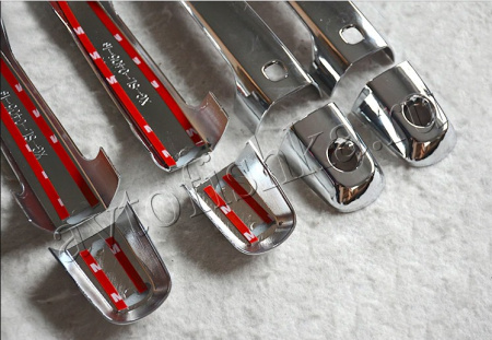 Mitsubishi L200 (15-17) хромированные накладки на ручки дверей - пластиковые, под чип, 4 шт.