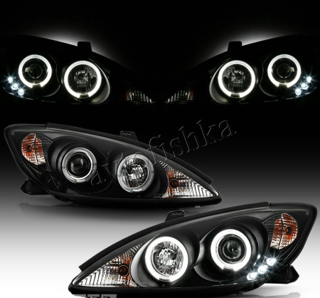 Toyota Camry 30 (02-06) UAE, Europe, USA фары передние черные со светящимися ободками, комплект 2 шт.