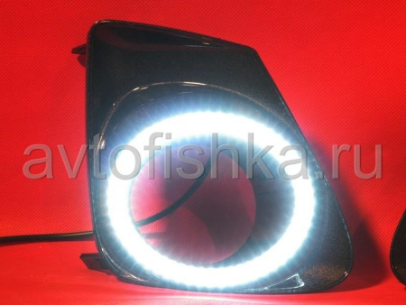 Toyota Corolla (2011-) рамки противотуманных передних фар со светящимися ободками - ангельские глазки, комплект 2 шт.