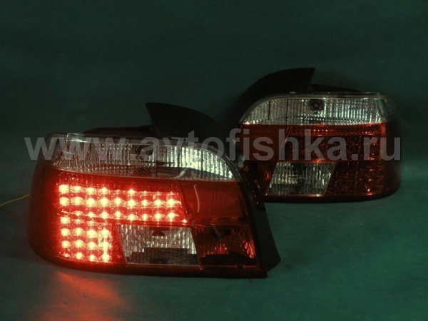 BMW 5 E39 (95-) задние светодиодные фонари красно-белые, комплект 2 шт.